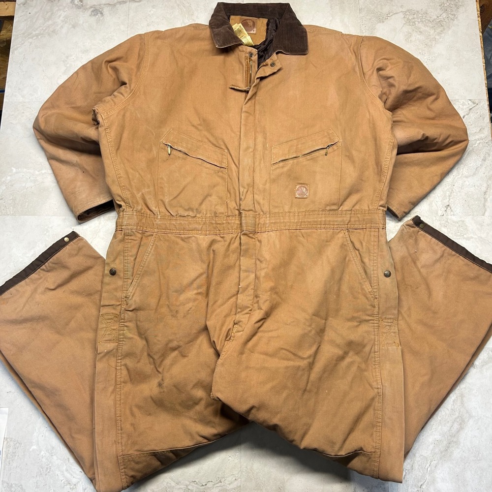 Berne Workwear Insulated Duck Canvas Coveralls Brown Mens 2XLT I417BD Work Suit